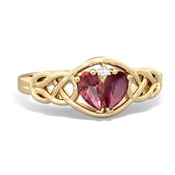 Pink Tourmaline Celtic Love Knot 14K Yellow Gold ring R5420