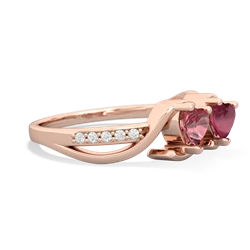 Pink Tourmaline Side By Side 14K Rose Gold ring R3090