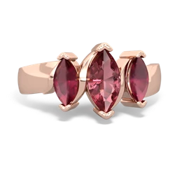 Pink Tourmaline Three Peeks 14K Rose Gold ring R2433