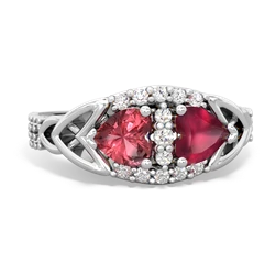 Pink Tourmaline Sparkling Celtic Knot 14K White Gold ring R2645