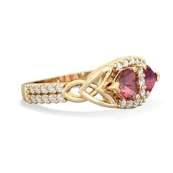 Pink Tourmaline Sparkling Celtic Knot 14K Yellow Gold ring R2645