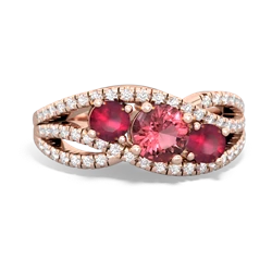 Pink Tourmaline Three Stone Aurora 14K Rose Gold ring R3080