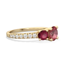 Pink Tourmaline Pave Trellis 14K Yellow Gold ring R5500