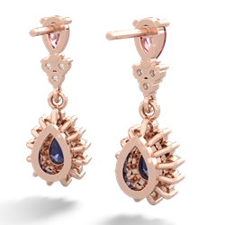 Pink Tourmaline Halo Pear Dangle 14K Rose Gold earrings E1882