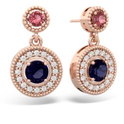 Pink Tourmaline Halo Dangle 14K Rose Gold earrings E5319