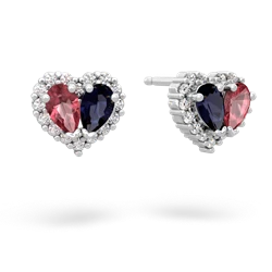 Pink Tourmaline Halo 14K White Gold earrings E7008