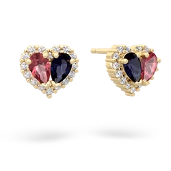 Pink Tourmaline Halo 14K Yellow Gold earrings E7008