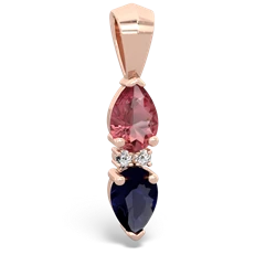 Pink Tourmaline Bowtie Drop 14K Rose Gold pendant P0865