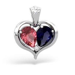 Pink Tourmaline Two Become One 14K White Gold pendant P5330