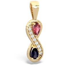 Pink Tourmaline Diamond Infinity 14K Yellow Gold pendant P5390