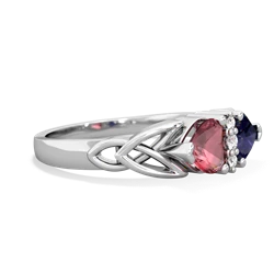 Pink Tourmaline Celtic Knot Double Heart 14K White Gold ring R5040