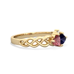 Pink Tourmaline Heart To Heart Braid 14K Yellow Gold ring R5870