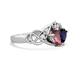 Pink Tourmaline 'One Heart' Celtic Knot Claddagh 14K White Gold ring R5322