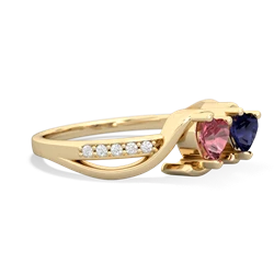 Pink Tourmaline Side By Side 14K Yellow Gold ring R3090