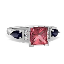 Pink Tourmaline 6Mm Princess Eternal Embrace Engagement 14K White Gold ring C2002