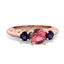 Pink Tourmaline Art Deco Eternal Embrace Engagement 14K Rose Gold ring C2003