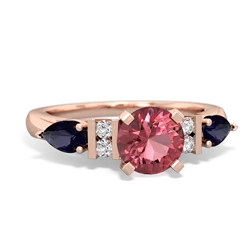 Pink Tourmaline 6Mm Round Eternal Embrace Engagement 14K Rose Gold ring R2005