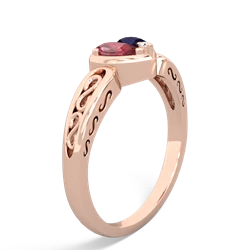 Pink Tourmaline Filligree 'One Heart' 14K Rose Gold ring R5070