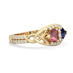 Pink Tourmaline Sparkling Celtic Knot 14K Yellow Gold ring R2645