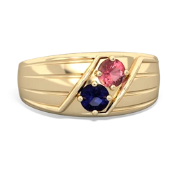 Pink Tourmaline Men's Streamline 14K Yellow Gold ring R0460