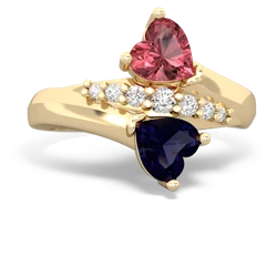 Pink Tourmaline Heart To Heart 14K Yellow Gold ring R2064