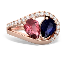 Pink Tourmaline Nestled Heart Keepsake 14K Rose Gold ring R5650