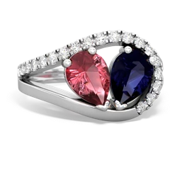 Pink Tourmaline Nestled Heart Keepsake 14K White Gold ring R5650