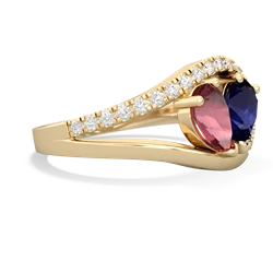 Pink Tourmaline Nestled Heart Keepsake 14K Yellow Gold ring R5650