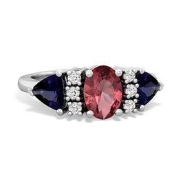 Pink Tourmaline Antique Style Three Stone 14K White Gold ring R2186