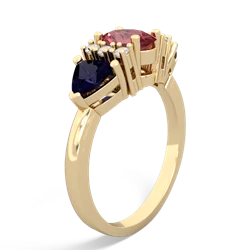 Pink Tourmaline Antique Style Three Stone 14K Yellow Gold ring R2186