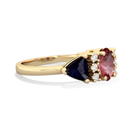 Pink Tourmaline Antique Style Three Stone 14K Yellow Gold ring R2186