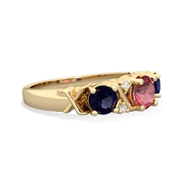 Pink Tourmaline Hugs And Kisses 14K Yellow Gold ring R5016