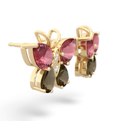 Pink Tourmaline Butterfly 14K Yellow Gold earrings E2215