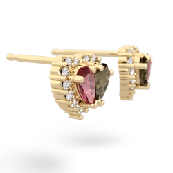 Pink Tourmaline Halo 14K Yellow Gold earrings E7008