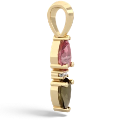 Pink Tourmaline Bowtie Drop 14K Yellow Gold pendant P0865