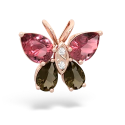 Pink Tourmaline Butterfly 14K Rose Gold pendant P2215