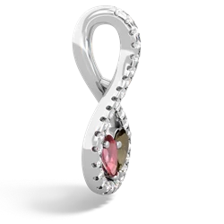 Pink Tourmaline Pave Twist 'One Heart' 14K White Gold pendant P5360