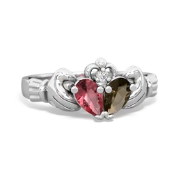 Pink Tourmaline 'Our Heart' Claddagh 14K White Gold ring R2388