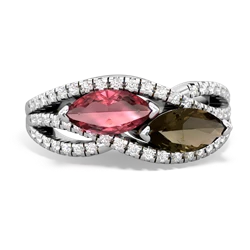 Pink Tourmaline Diamond Rivers 14K White Gold ring R3070