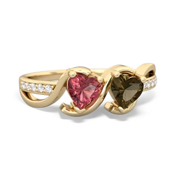 Pink Tourmaline Side By Side 14K Yellow Gold ring R3090