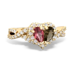 Pink Tourmaline Diamond Twist 'One Heart' 14K Yellow Gold ring R2640HRT