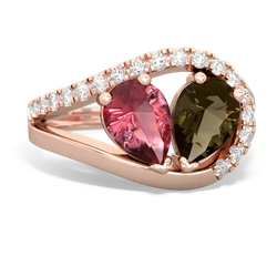 Pink Tourmaline Nestled Heart Keepsake 14K Rose Gold ring R5650