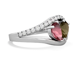 Pink Tourmaline Nestled Heart Keepsake 14K White Gold ring R5650