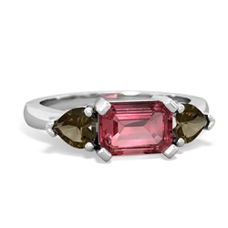 Pink Tourmaline Three Stone 14K White Gold ring R5235