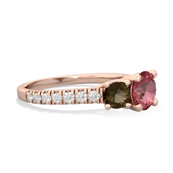 Pink Tourmaline Pave Trellis 14K Rose Gold ring R5500