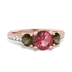 Pink Tourmaline Pave Trellis 14K Rose Gold ring R5500