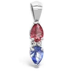 Pink Tourmaline Bowtie Drop 14K White Gold pendant P0865