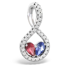 Pink Tourmaline Pave Twist 'One Heart' 14K White Gold pendant P5360