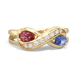 Pink Tourmaline Diamond Infinity 14K Yellow Gold ring R5390