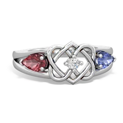 Pink Tourmaline Hearts Intertwined 14K White Gold ring R5880